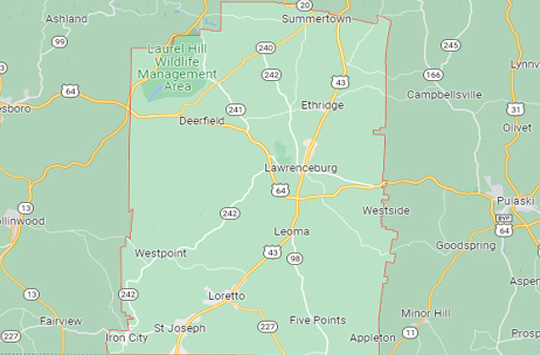 Lawrence county bee removal area map