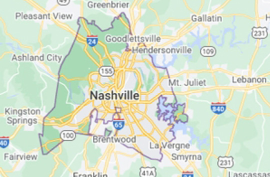 Davidson County/Nashville Bee removal services area map